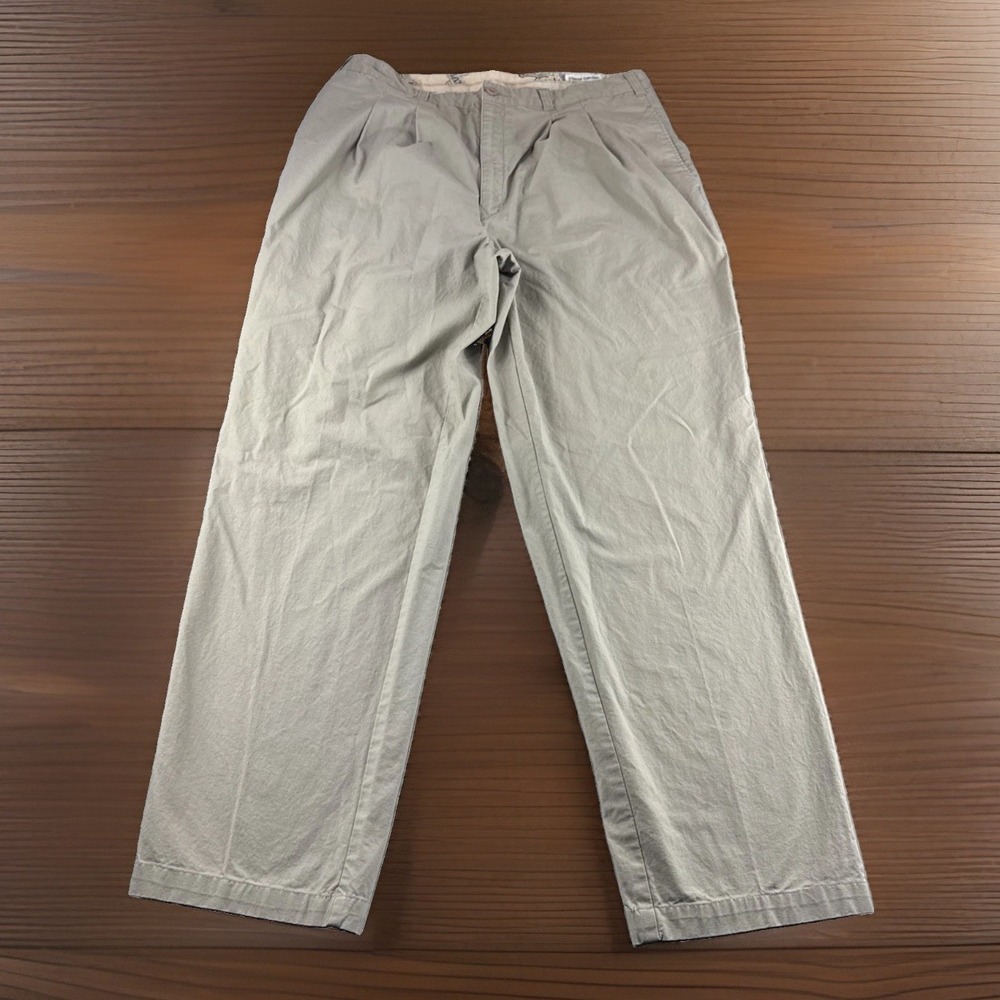 Pierre Cardin Diffusion Khakis Mens 36x30 Beige Pleated Pants Slacks Chinos